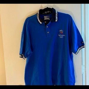 Sydney 2000 Official Olympics Blue Short Sleeve Polo Shirt Size Small